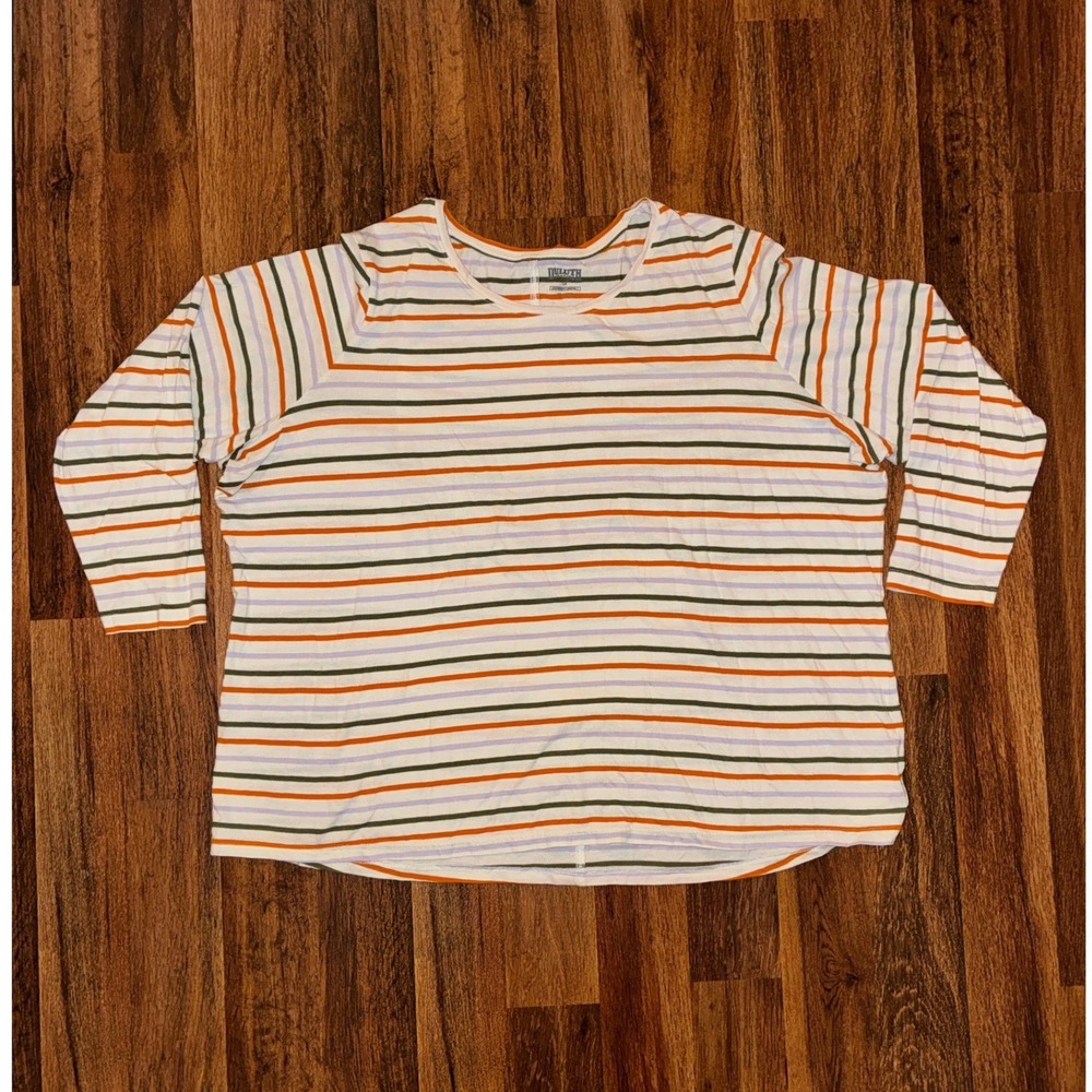 Duluth Trading Co Lightweight Longtail T Shirt 3X Striped 3/4 Sleeve Multi Color
